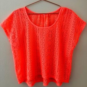 Ladies Hot Pink Lace Blouse